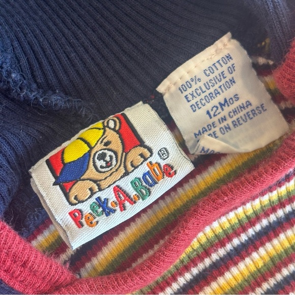 VINTAGE PEEK-A-BABE Infant Long Sleeve Hooded Onesie with Frog Detail 12M - Picture 6 of 10